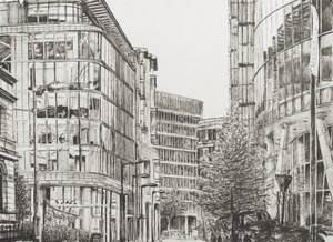 Manchester, Deansgate, vue depuis un café, 2010